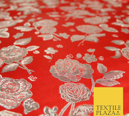 Traditional Oriental Chinese Brocade Metallic Floral Satin Jacquard Fabric 59"