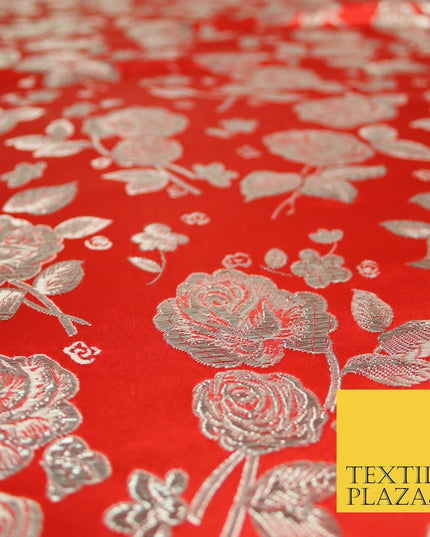 Traditional Oriental Chinese Brocade Metallic Floral Satin Jacquard Fabric 59"