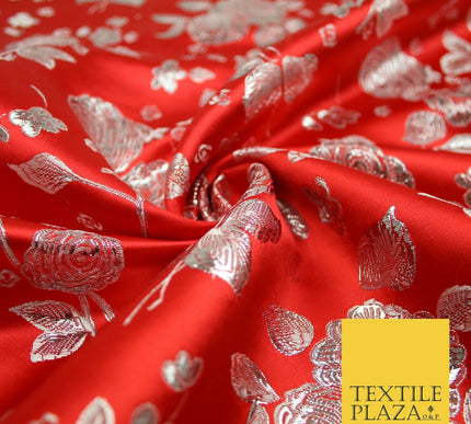 Traditional Oriental Chinese Brocade Metallic Floral Satin Jacquard Fabric 59"