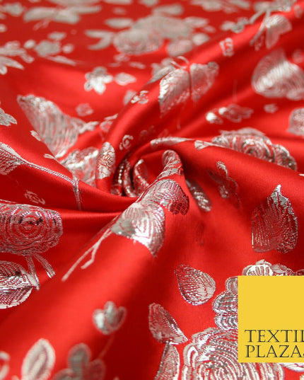 Traditional Oriental Chinese Brocade Metallic Floral Satin Jacquard Fabric 59"
