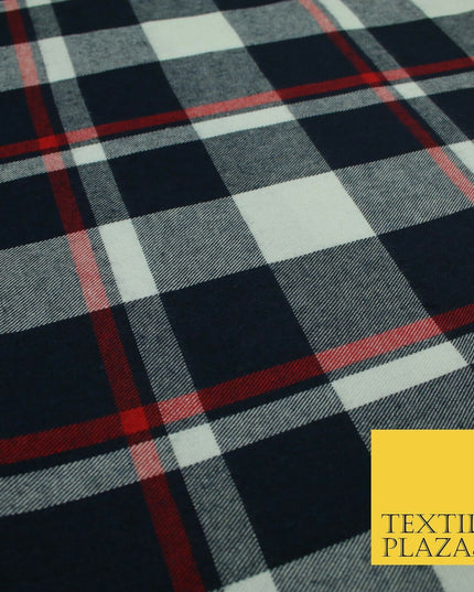 Luxury TARTAN CHECK Brushed Polyester COTTON Twill Fabric 58" Craft Dress