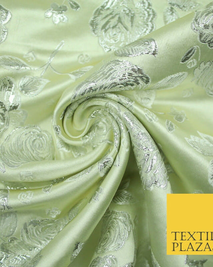 Traditional Oriental Chinese Brocade Metallic Floral Satin Jacquard Fabric 59"