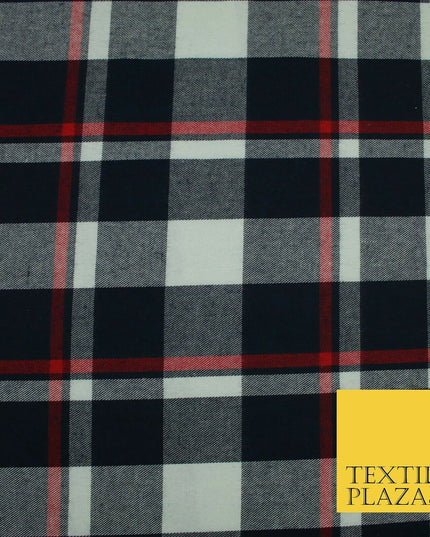 Luxury TARTAN CHECK Brushed Polyester COTTON Twill Fabric 58" Craft Dress