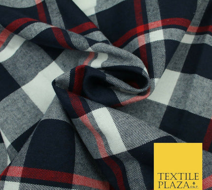 Luxury TARTAN CHECK Brushed Polyester COTTON Twill Fabric 58" Craft Dress