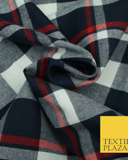 Luxury TARTAN CHECK Brushed Polyester COTTON Twill Fabric 58" Craft Dress