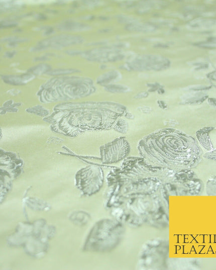 Traditional Oriental Chinese Brocade Metallic Floral Satin Jacquard Fabric 59"
