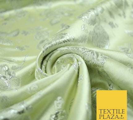 Traditional Oriental Chinese Brocade Metallic Floral Satin Jacquard Fabric 59"