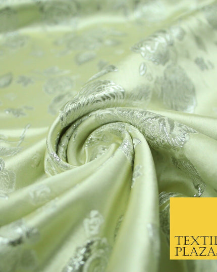 Traditional Oriental Chinese Brocade Metallic Floral Satin Jacquard Fabric 59"