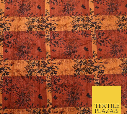 Brick Terracotta Maroon Check Arty Digital Print Faux Raw Silk Dress Fabric 3009