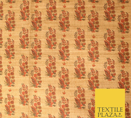 Indian Kalamkari Tapestry Small Digital Print Faux Raw Silk Dress Fabric 3020