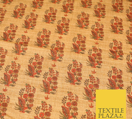 Indian Kalamkari Tapestry Small Digital Print Faux Raw Silk Dress Fabric 3020