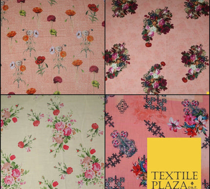 Mix Floral Digital Printed Cotton Feel Polyester Summer Soft Flower Dress Fabric