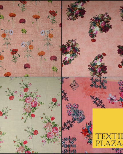 Mix Floral Digital Printed Cotton Feel Polyester Summer Soft Flower Dress Fabric