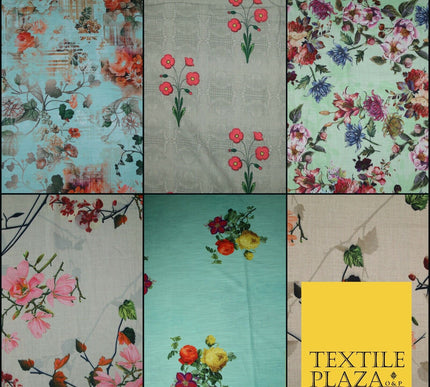 Mix Floral Digital Printed Cotton Feel Polyester Summer Soft Flower Dress Fabric