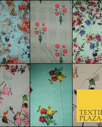 Mix Floral Digital Printed Cotton Feel Polyester Summer Soft Flower Dress Fabric