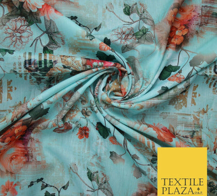 Mix Floral Digital Printed Cotton Feel Polyester Summer Soft Flower Dress Fabric