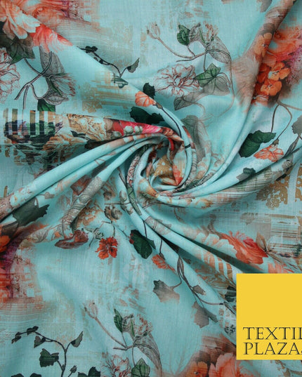 Mix Floral Digital Printed Cotton Feel Polyester Summer Soft Flower Dress Fabric
