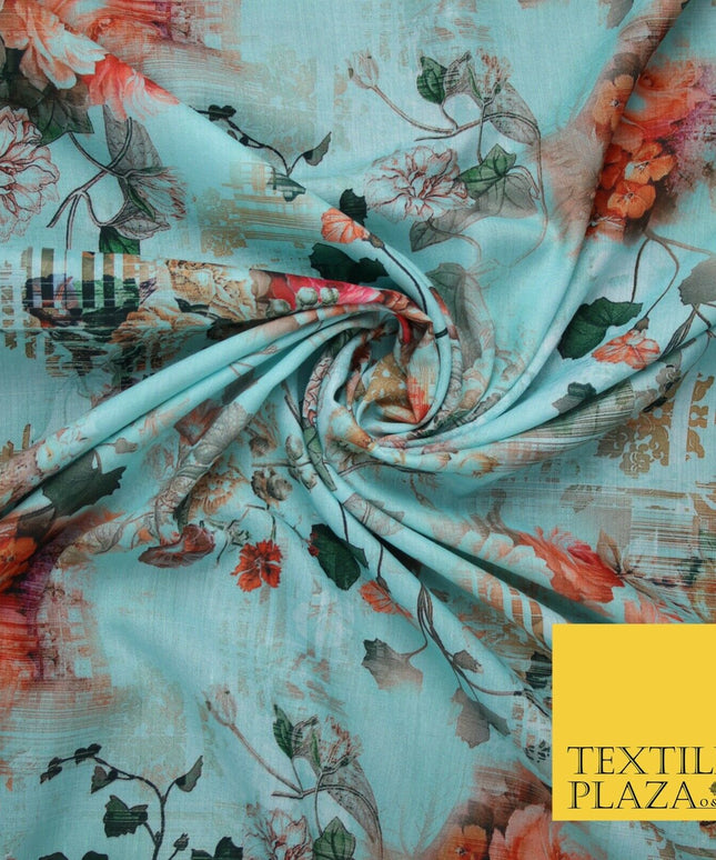 Mix Floral Digital Printed Cotton Feel Polyester Summer Soft Flower Dress Fabric