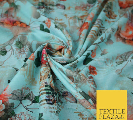 Mix Floral Digital Printed Cotton Feel Polyester Summer Soft Flower Dress Fabric