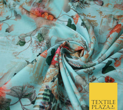 Mix Floral Digital Printed Cotton Feel Polyester Summer Soft Flower Dress Fabric