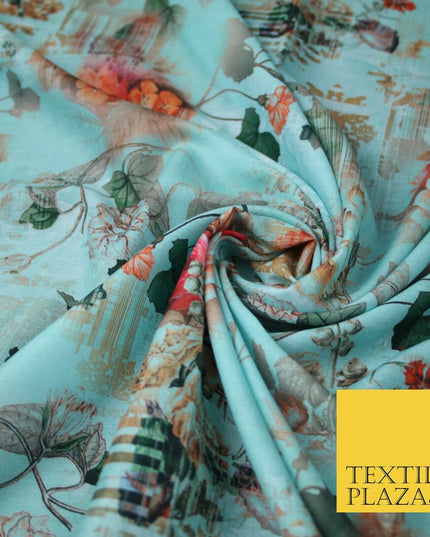 Mix Floral Digital Printed Cotton Feel Polyester Summer Soft Flower Dress Fabric
