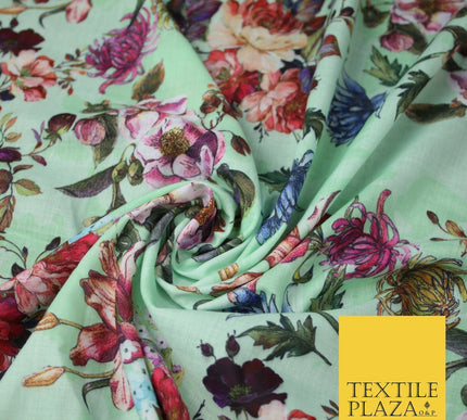 Mix Floral Digital Printed Cotton Feel Polyester Summer Soft Flower Dress Fabric