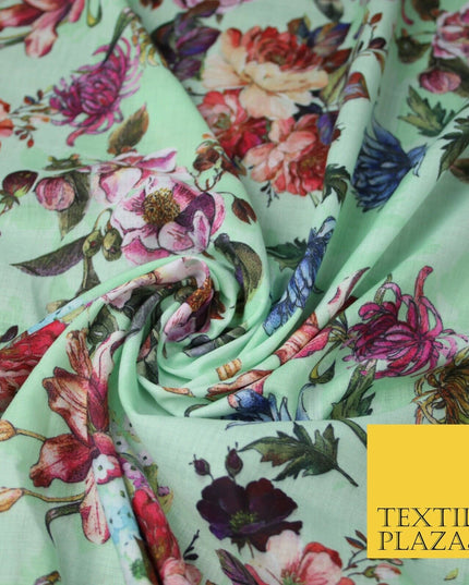 Mix Floral Digital Printed Cotton Feel Polyester Summer Soft Flower Dress Fabric