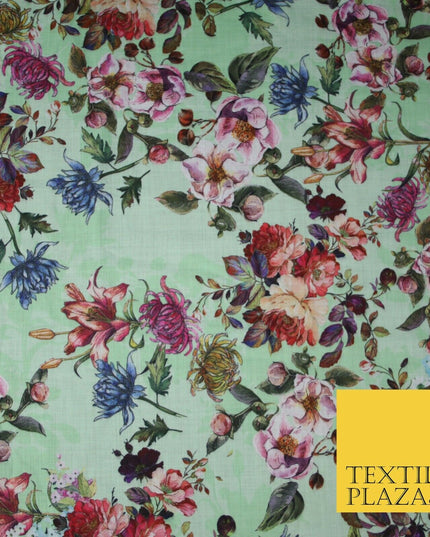 Mix Floral Digital Printed Cotton Feel Polyester Summer Soft Flower Dress Fabric