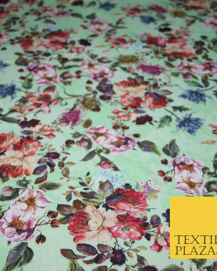 Mix Floral Digital Printed Cotton Feel Polyester Summer Soft Flower Dress Fabric