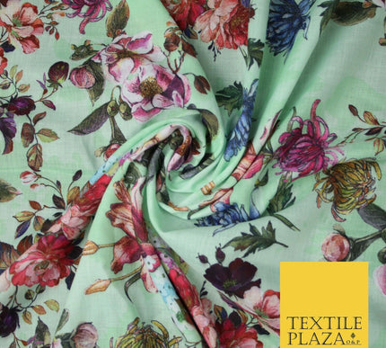 Mix Floral Digital Printed Cotton Feel Polyester Summer Soft Flower Dress Fabric