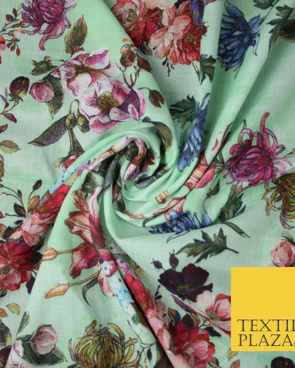 Mix Floral Digital Printed Cotton Feel Polyester Summer Soft Flower Dress Fabric