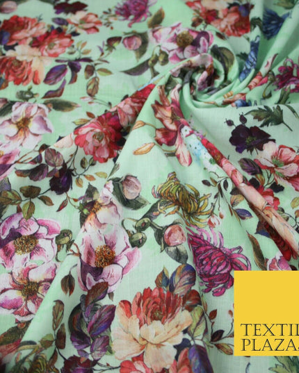 Mix Floral Digital Printed Cotton Feel Polyester Summer Soft Flower Dress Fabric