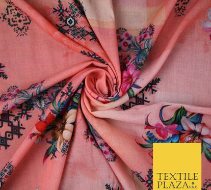 Mix Floral Digital Printed Cotton Feel Polyester Summer Soft Flower Dress Fabric