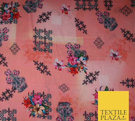 Mix Floral Digital Printed Cotton Feel Polyester Summer Soft Flower Dress Fabric