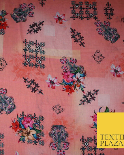 Mix Floral Digital Printed Cotton Feel Polyester Summer Soft Flower Dress Fabric