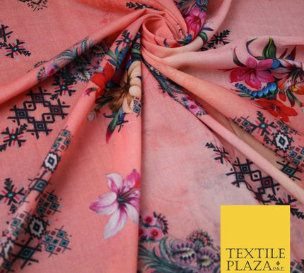 Mix Floral Digital Printed Cotton Feel Polyester Summer Soft Flower Dress Fabric