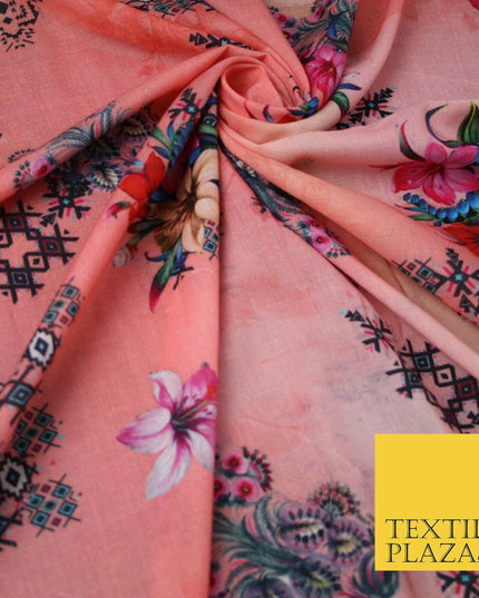 Mix Floral Digital Printed Cotton Feel Polyester Summer Soft Flower Dress Fabric