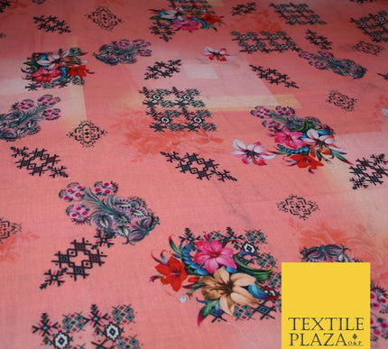 Mix Floral Digital Printed Cotton Feel Polyester Summer Soft Flower Dress Fabric