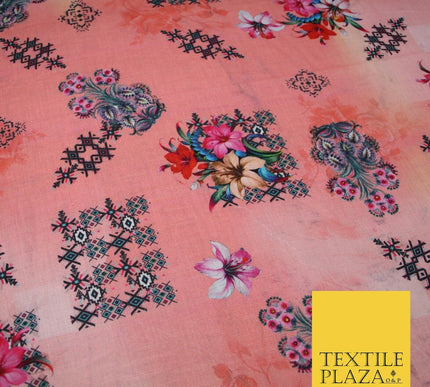 Mix Floral Digital Printed Cotton Feel Polyester Summer Soft Flower Dress Fabric