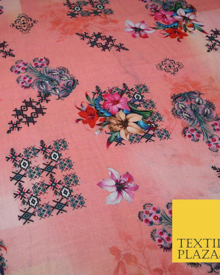 Mix Floral Digital Printed Cotton Feel Polyester Summer Soft Flower Dress Fabric