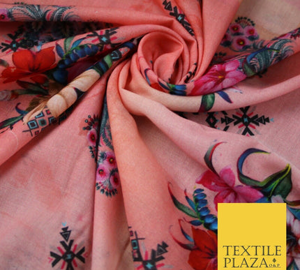 Mix Floral Digital Printed Cotton Feel Polyester Summer Soft Flower Dress Fabric