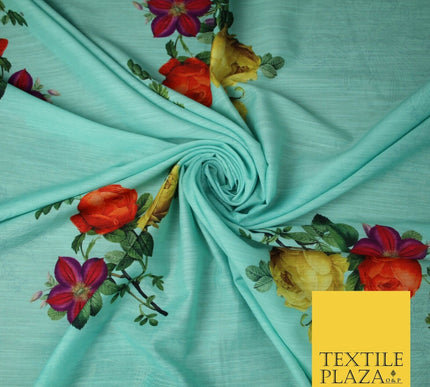 Mix Floral Digital Printed Cotton Feel Polyester Summer Soft Flower Dress Fabric