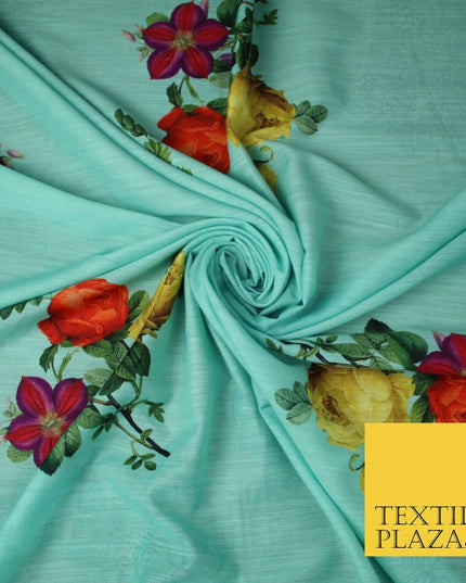 Mix Floral Digital Printed Cotton Feel Polyester Summer Soft Flower Dress Fabric