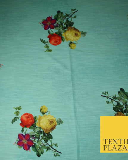 Mix Floral Digital Printed Cotton Feel Polyester Summer Soft Flower Dress Fabric