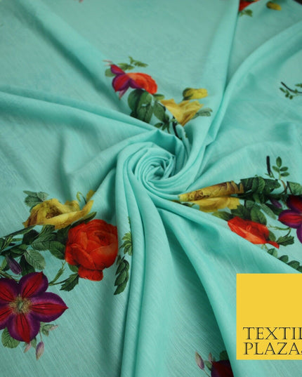 Mix Floral Digital Printed Cotton Feel Polyester Summer Soft Flower Dress Fabric