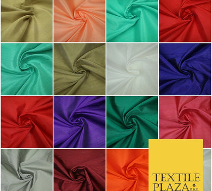 Plain Dyed Faux Dupion Raw Silk 100% Polyester Fabric Craft Material ALL COLOURS