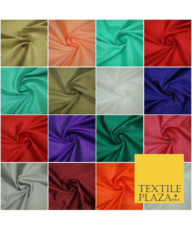 Plain Dyed Faux Dupion Raw Silk 100% Polyester Fabric Craft Material ALL COLOURS