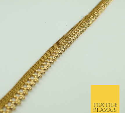 Antique Gold Textured Pearl Cone Beaded Ribbon Trim Border Indian Lace X321