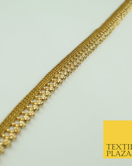 Antique Gold Textured Pearl Cone Beaded Ribbon Trim Border Indian Lace X321