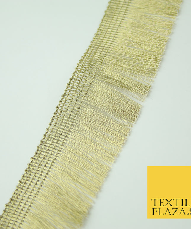 Gold Simple Metallic Fringe Tassel Trimming Gota Border Indian Ribbon Lace X337